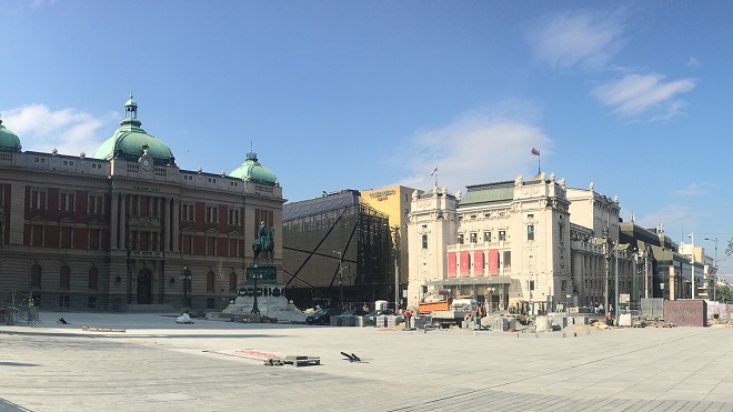 Trg republike: Posle završetka radova - koncert Narodnog pozorišta (foto: Aleksandra Prhal)