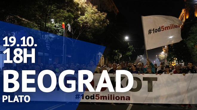 Protest "Jedan od pet miliona", 19. oktobar 2019. (foto: poceloje.rs)