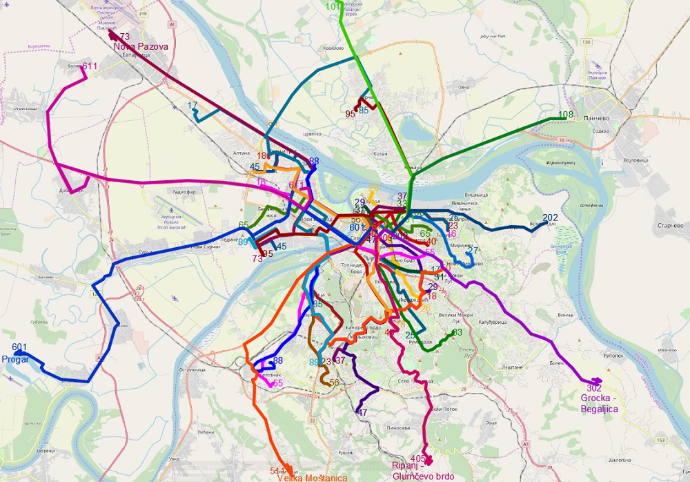 GSP: koridorske linije; mapa