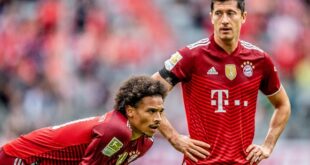 Bundesliga 2021/22: Bajern Minhen - Liroj Sane i Robert Levandovski (foto: Thomas Eisenhuth / Bundesliga / Bundesliga Collection via Getty Images)