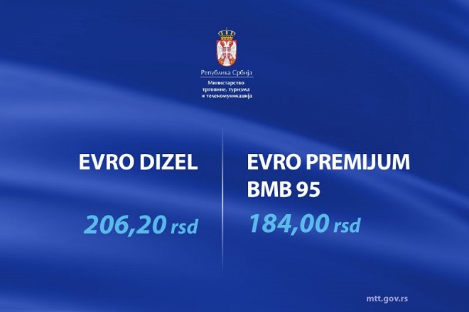 Nove cene goriva, 29. april 2022. (ilustracija: mtt.gov.rs)