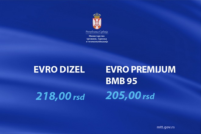 Cene goriva u Srbiji, 1. jul 2022. (ilustracija: mtt.gov.rs)