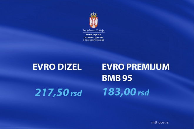 Cene goriva u Srbiji, 26. avgust 2022. (ilustracija: mtt.gov.rs)