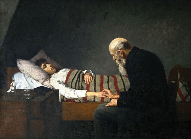 Hajnrih Lesing - Pored bolesničke postelje (Am. Krankenbett, 1890)