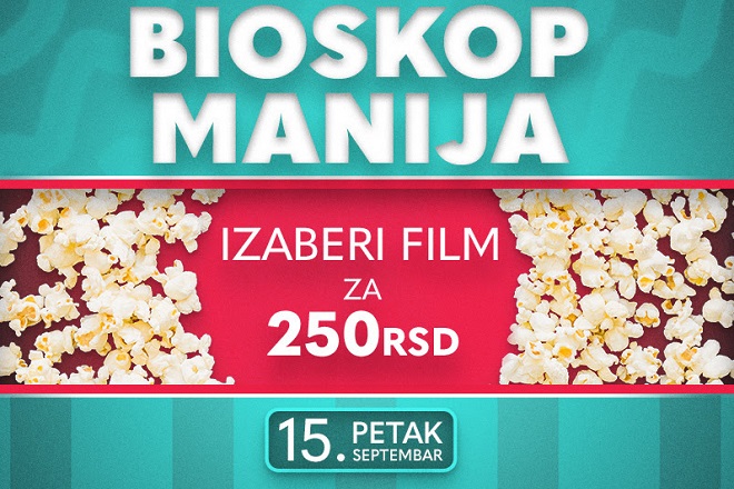 Filmska akcija Bioskop manija 15. septembra u MTS dvorani