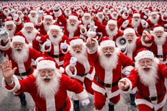 Deda Mraz, kvantna fizika, teorija multiverzuma ili Neka živi Srbija (ilustracija: ChatGPT)