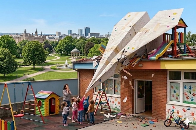 Oko Beograda: Avion pao na obdanište (ilustracija: Gemini)