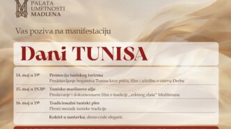 Manifestacija "Dani Tunisa" u Palati umetnosti Madlena od 14. do 16. maja 2026.