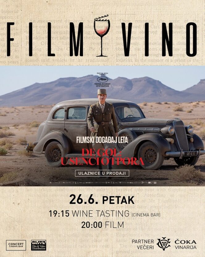 Film i vino događaj u Concept Cinema uz istorijski spektakl o Šarlu de Golu