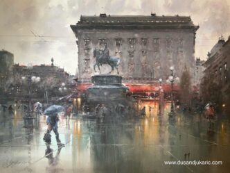 Izložbe u Beogradu - jul 2026: Galerija Singidunum - Dušan Đukarić: Tragovi kiše na Trgu