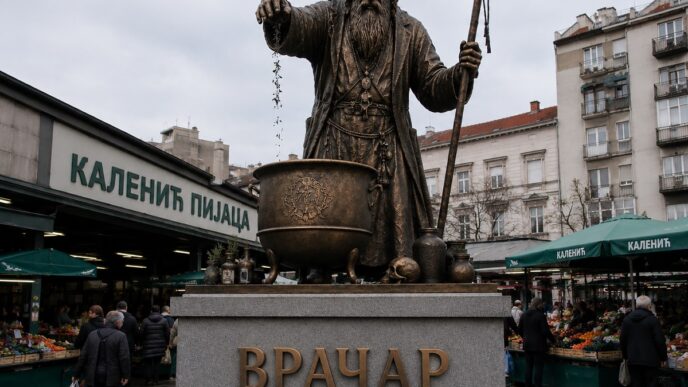 Kantar na Terazijama izazvao burne reakcije i podsmehe Beograđana (ilustracija: AI)